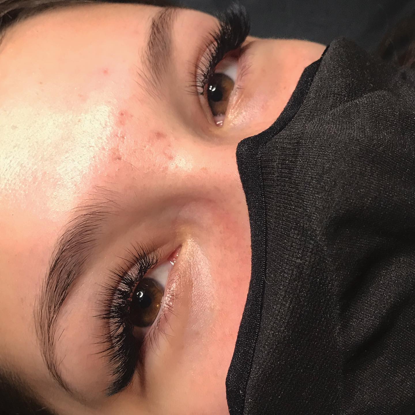 Volume lash extensions — brown eyes